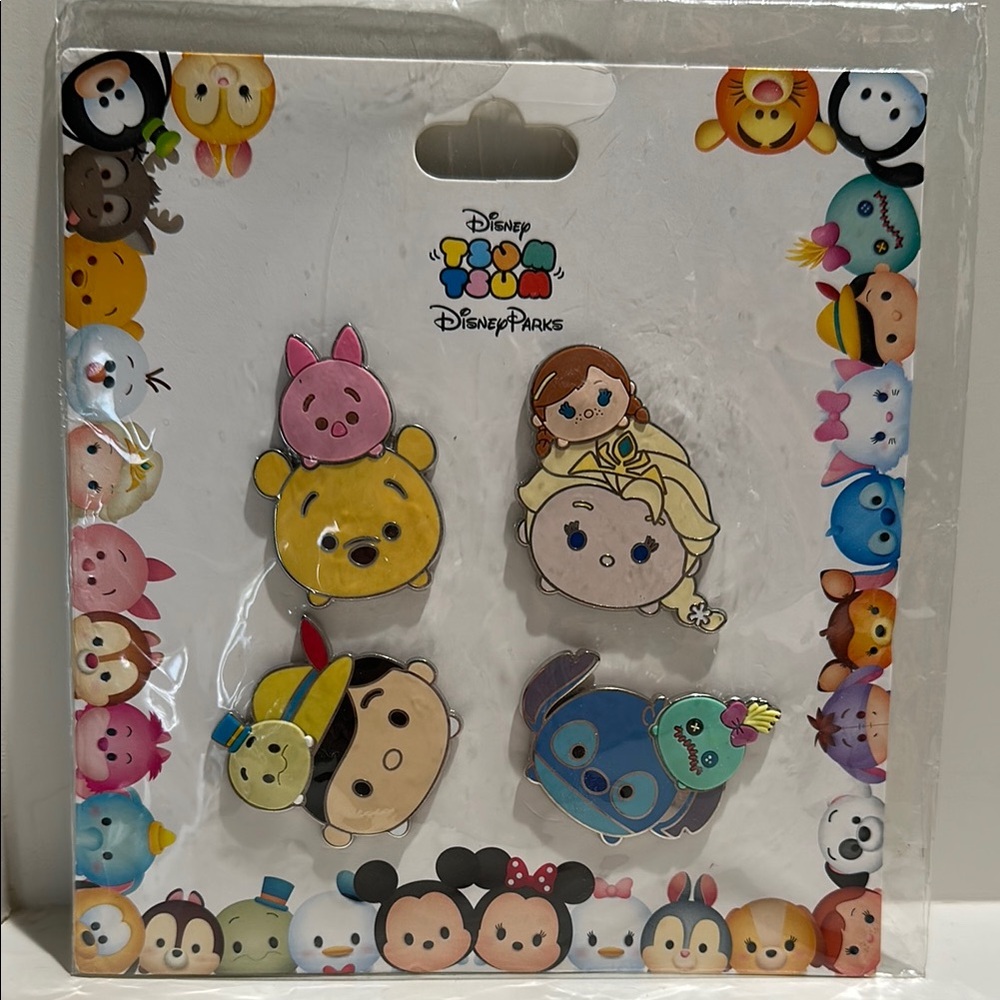 Disney Tsum Tsum Character Pin Collection - Yellow, Blue, Pink